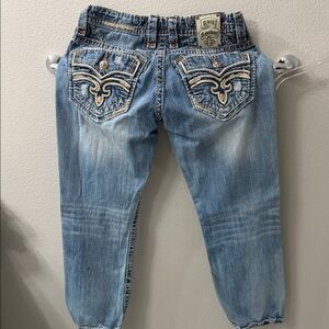 Men's Light Blue Embroidered Jeans